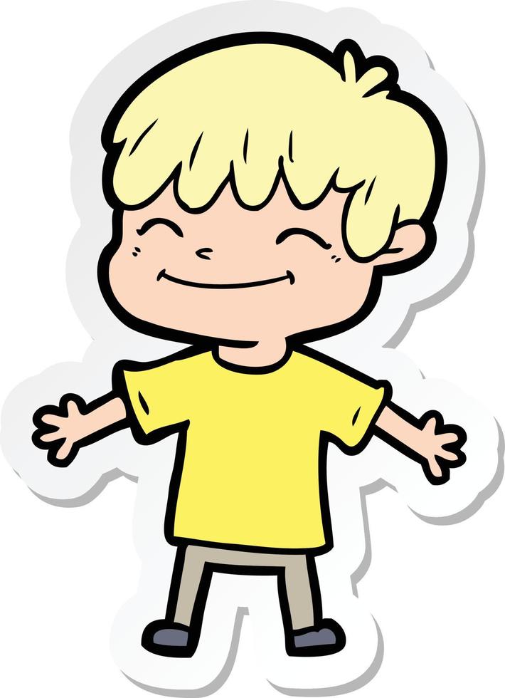 sticker of a cartoon happy boy vector