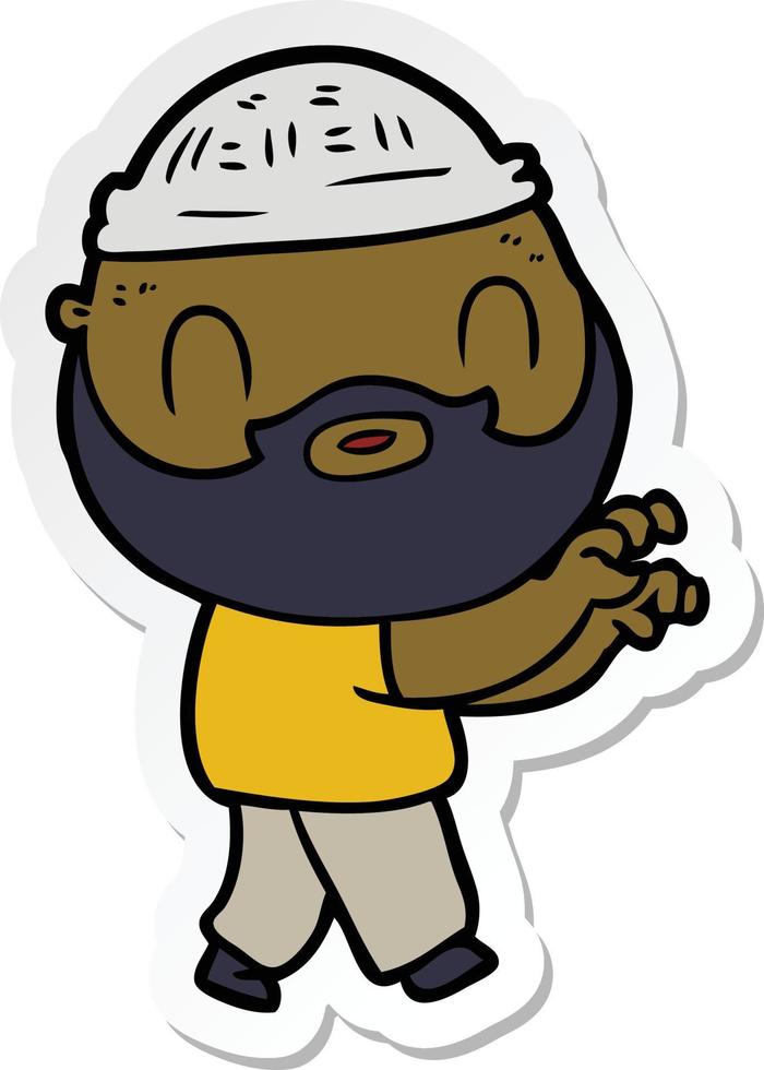 sticker of a cartoon bearded man vector