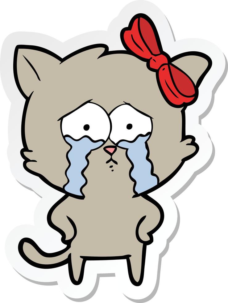 sticker of a cartoon cat vector