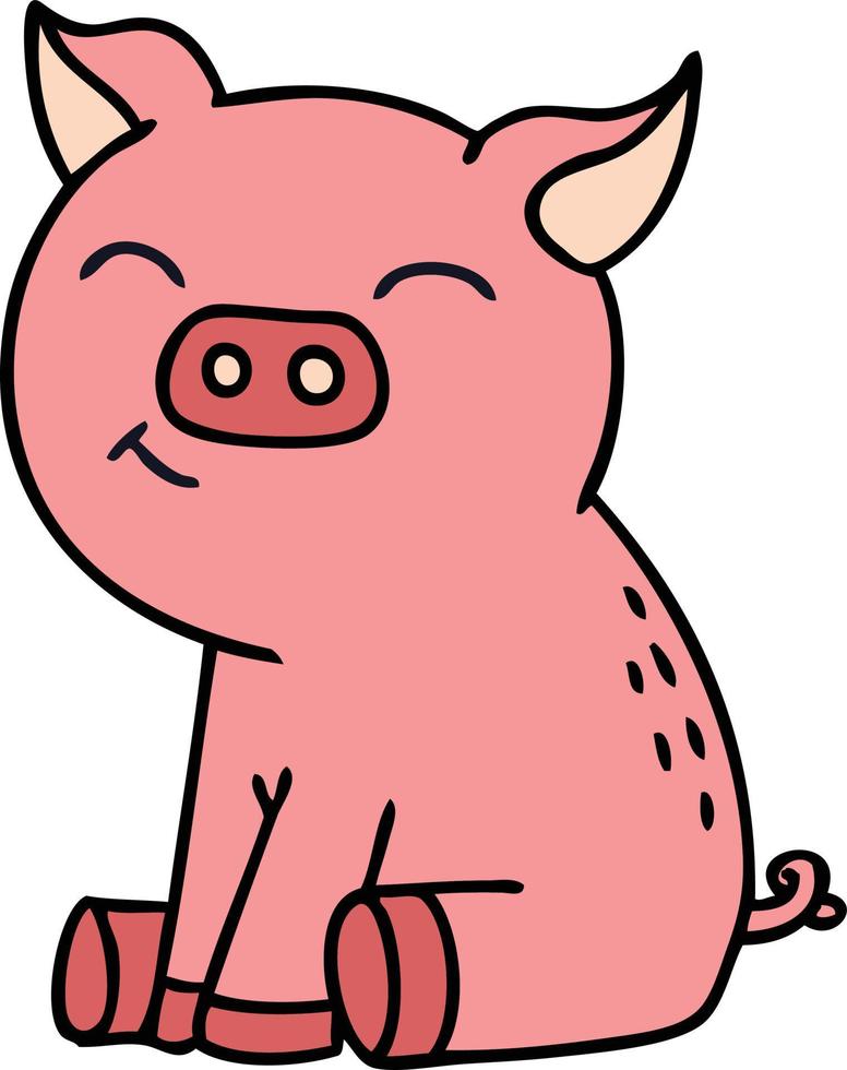 quirky hand drawn cartoon pig vector