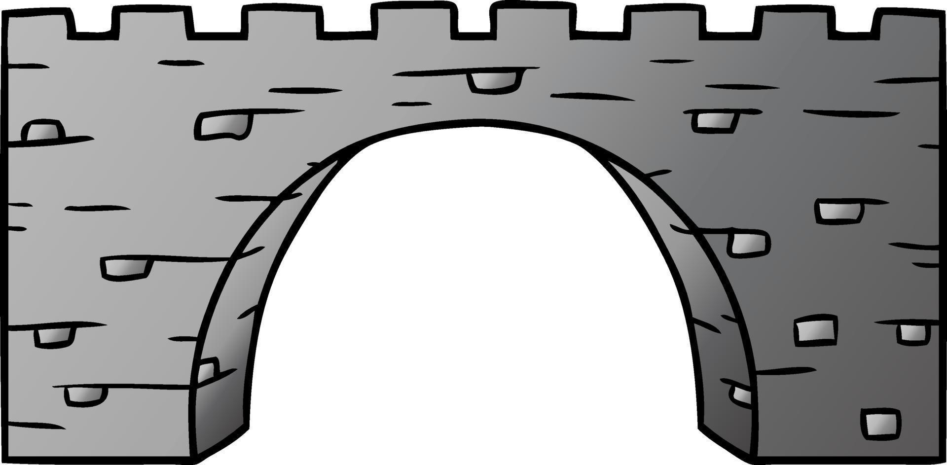 gradient cartoon doodle of a stone bridge vector