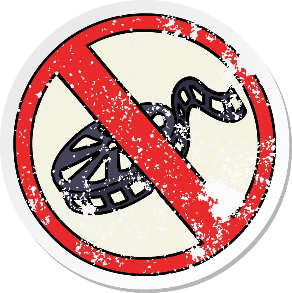 distressed sticker of a cute cartoon no movies allowed sign vector
