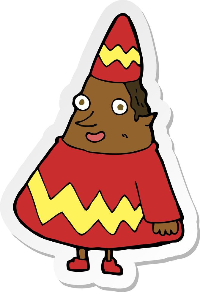 sticker of a cartoon elf vector