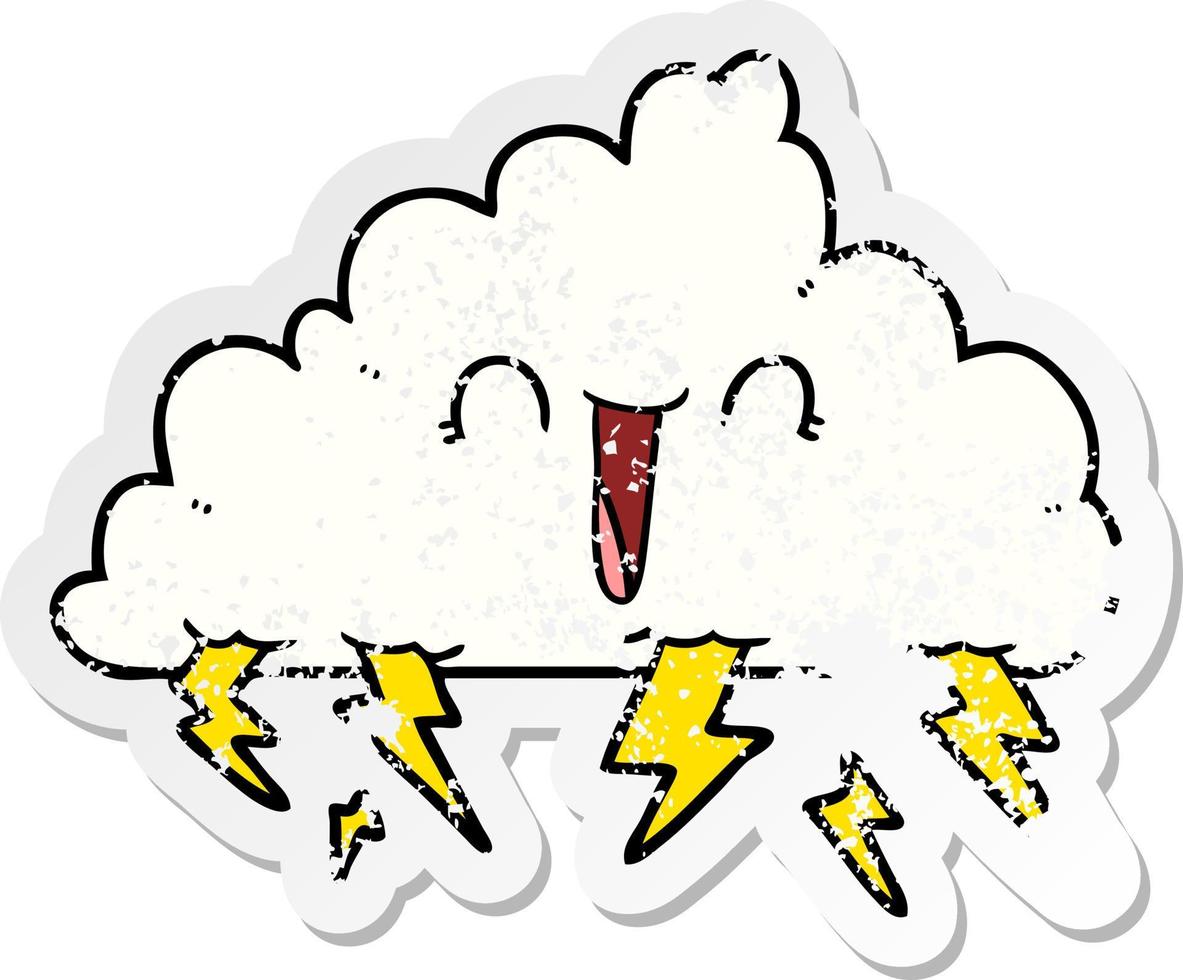 distressed sticker of a cartoon thundercloud vector