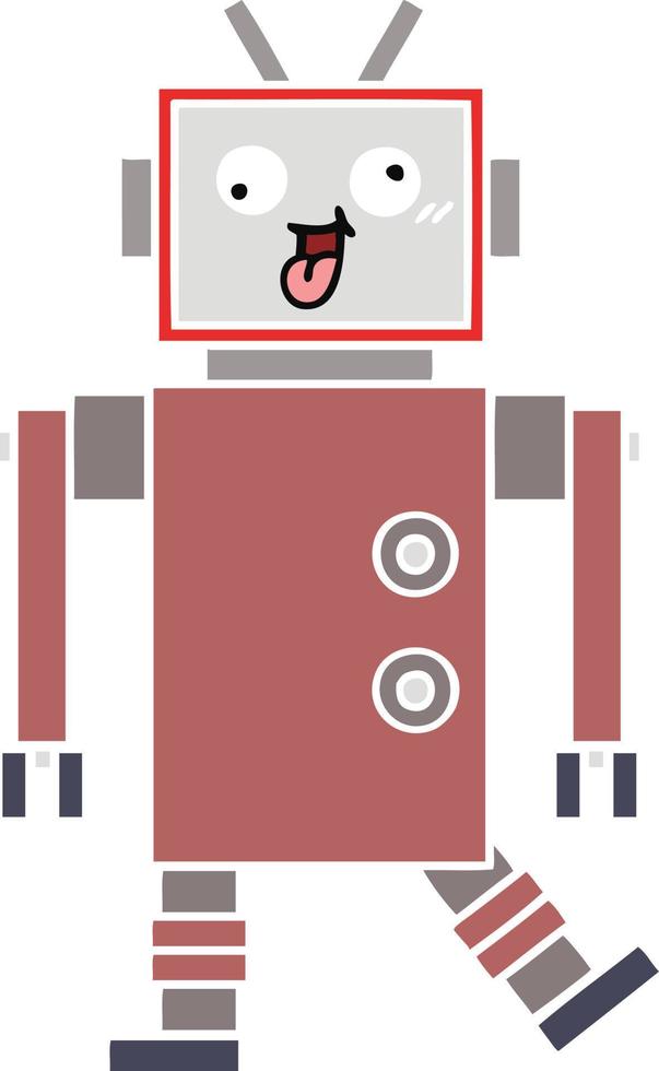 flat color retro cartoon robot vector