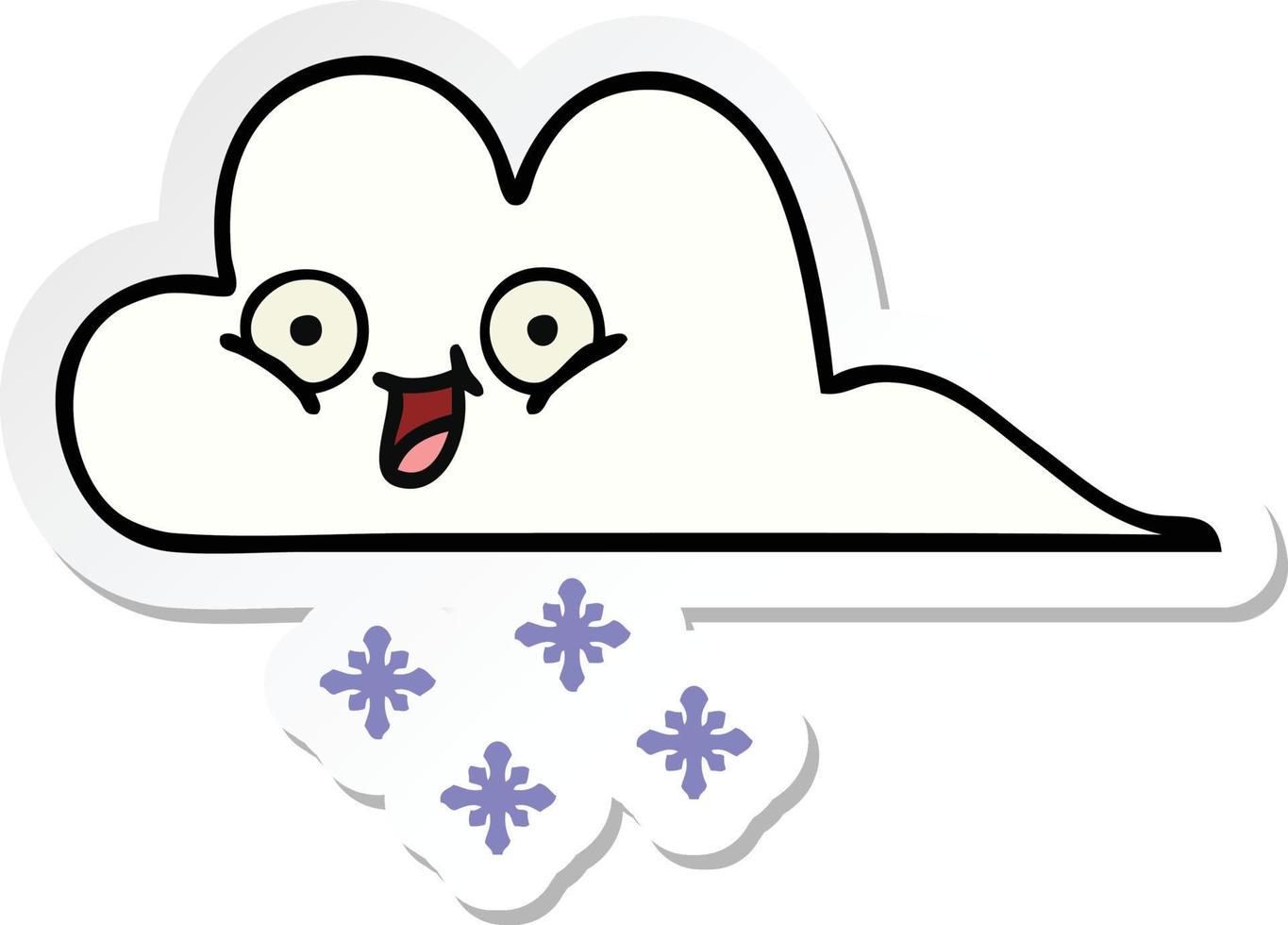 sticker of a cute cartoon snow cloud vector