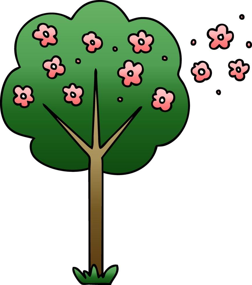 quirky gradient shaded cartoon tree vector