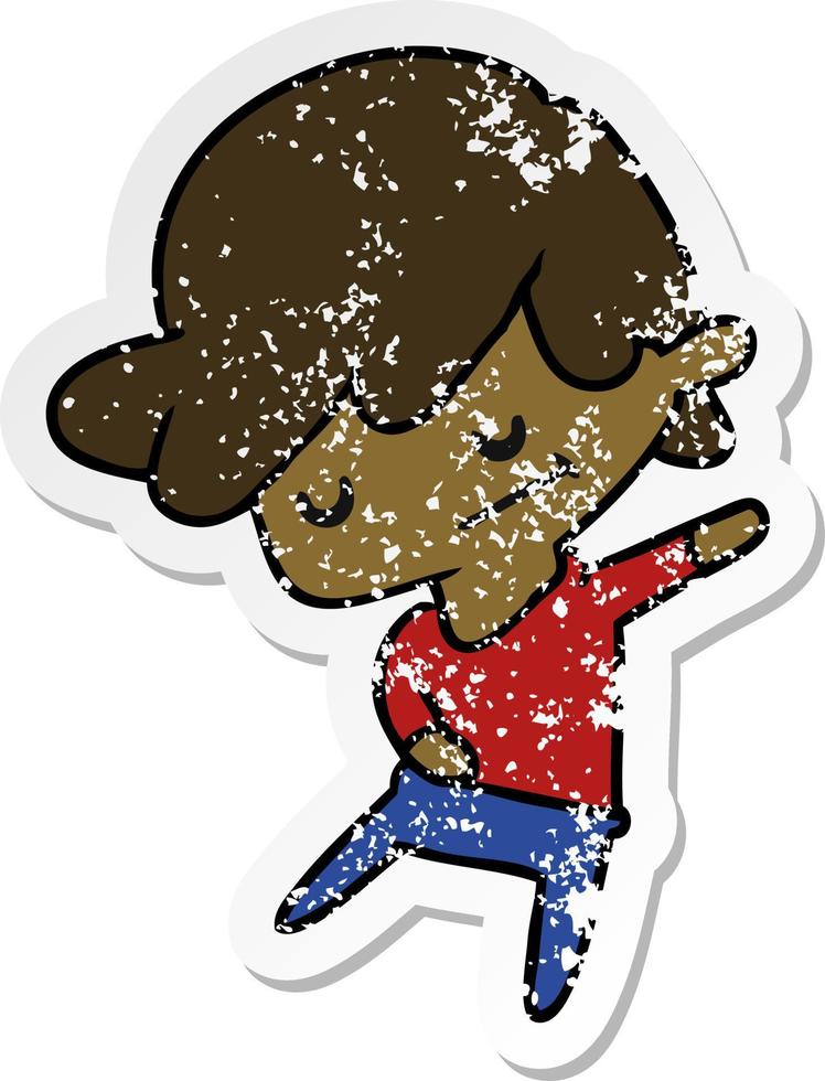 distressed sticker cartoon of a kawaii cute boy vector