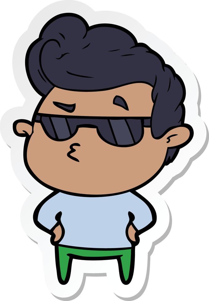 sticker of a cartoon cool guy vector