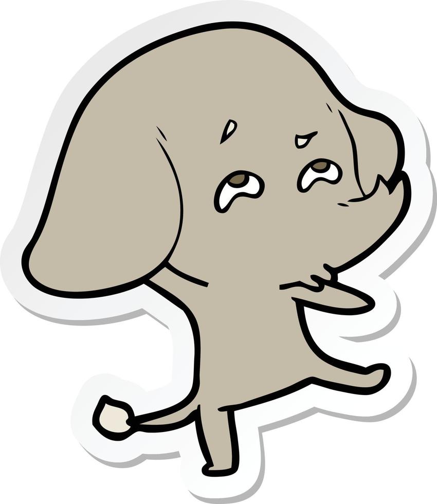 sticker of a cartoon elephant remembering vector