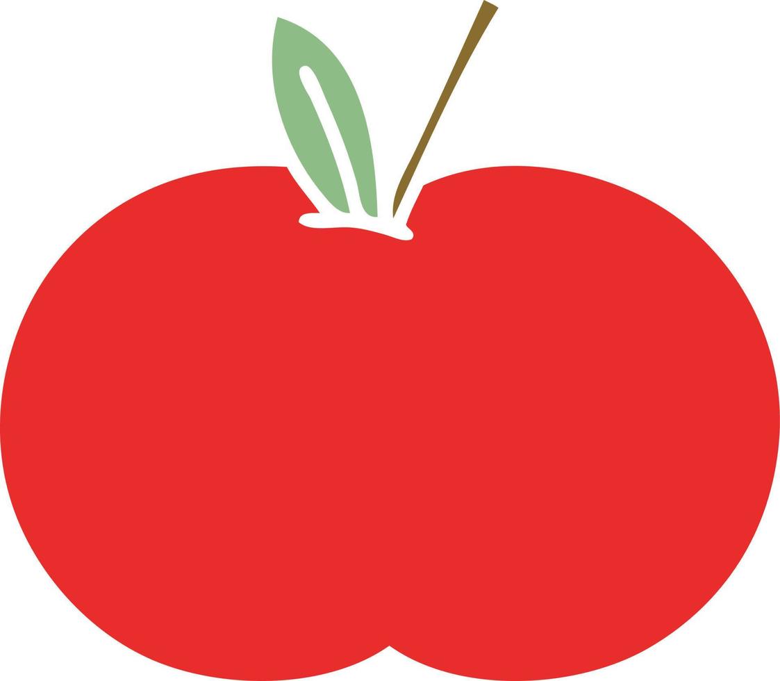 flat color retro cartoon red apple vector