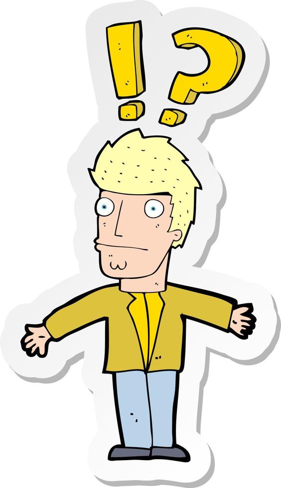 sticker of a cartoon confused man vector