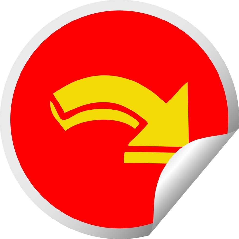 circular peeling sticker cartoon pointing arrow vector