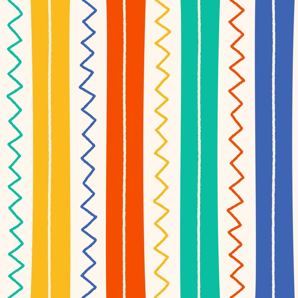 Ethnic Tribal Geometric Folk Indian Scandinavian Gypsy Mexican Boho African Ornament Texture Seamless Pattern Zigzag Dot Line Vertical Stripes Color Print Textiles Background Vector Illustration