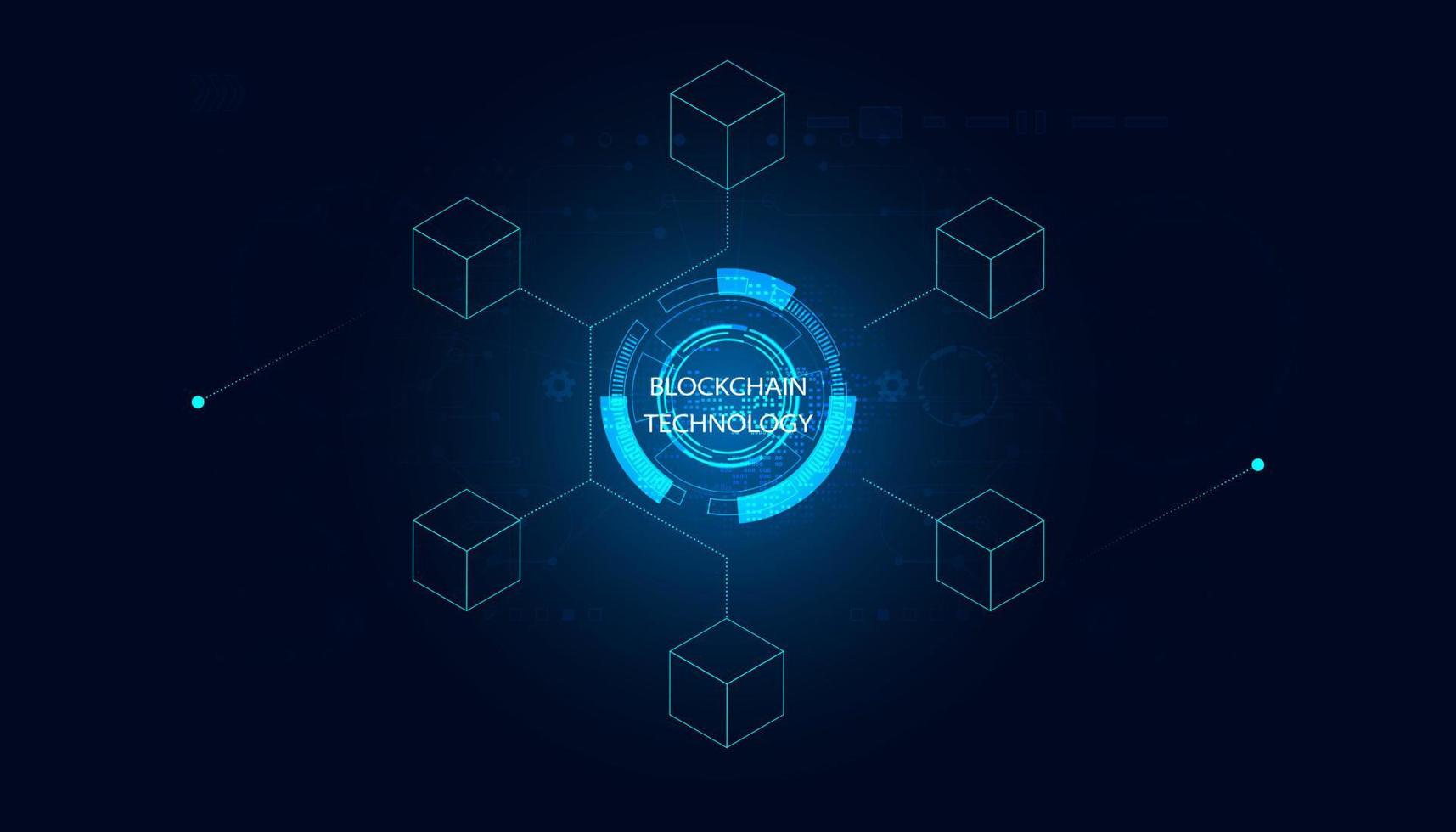 Abstract blockchain technology cryptocurrency and fintech square cube crypto operations Connect block, data transmission, new technology system, Vector illustration.