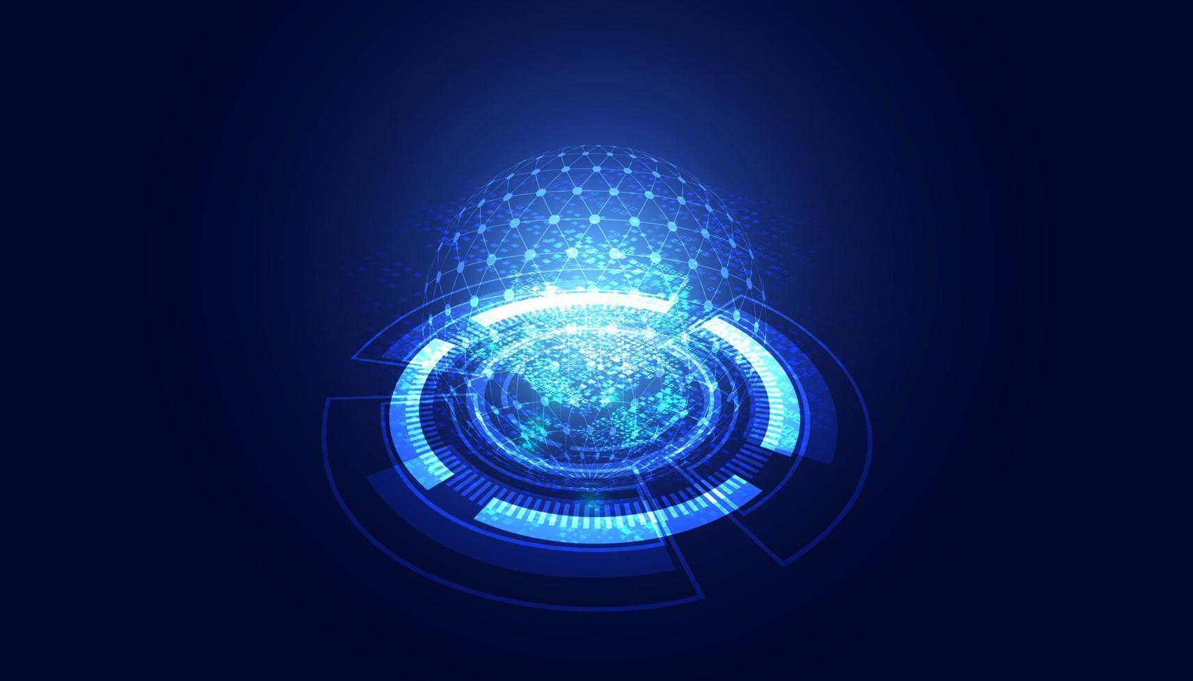 Abstract Circle Digital Circuit Concept Light Circle Network Blue Digital Copy Space for Text Wallpaper Background Futuristic Modern. vector