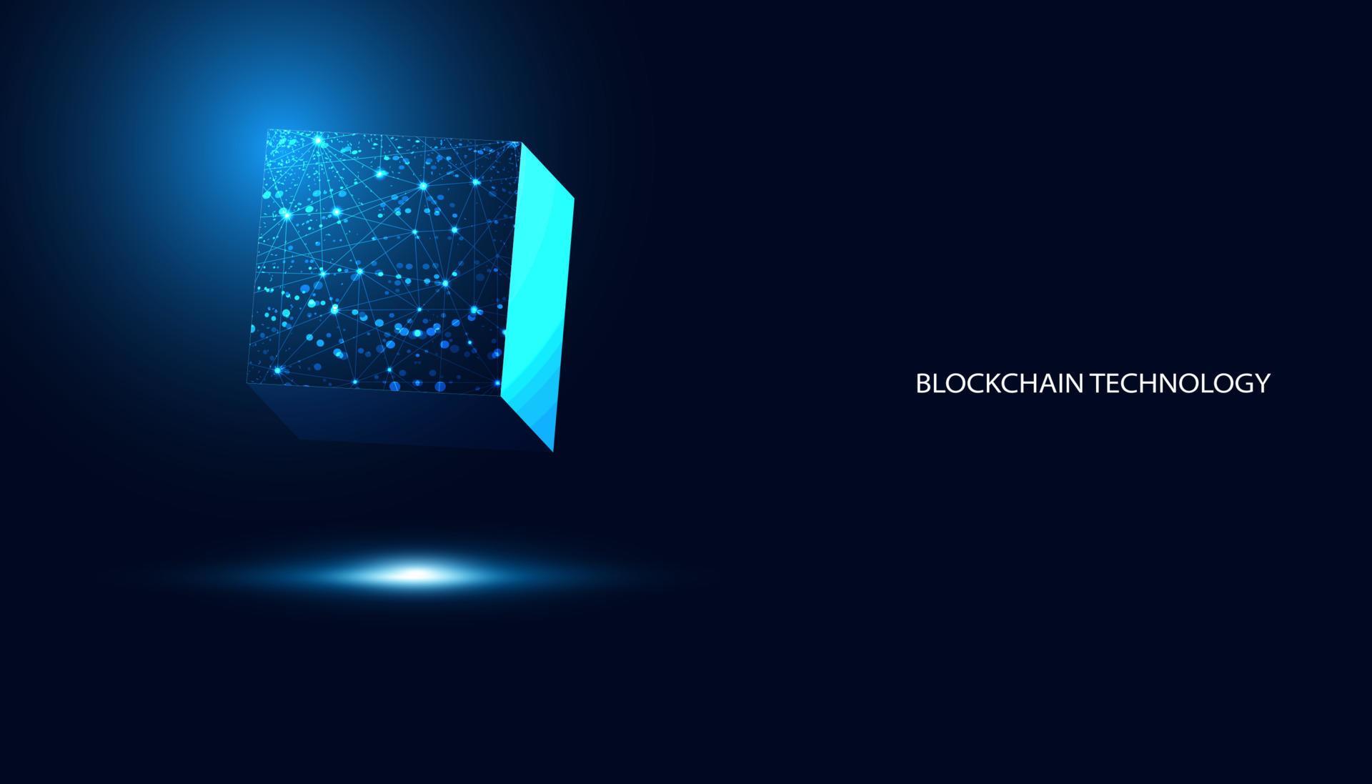Abstract blockchain technology cryptocurrency and fintech square cube