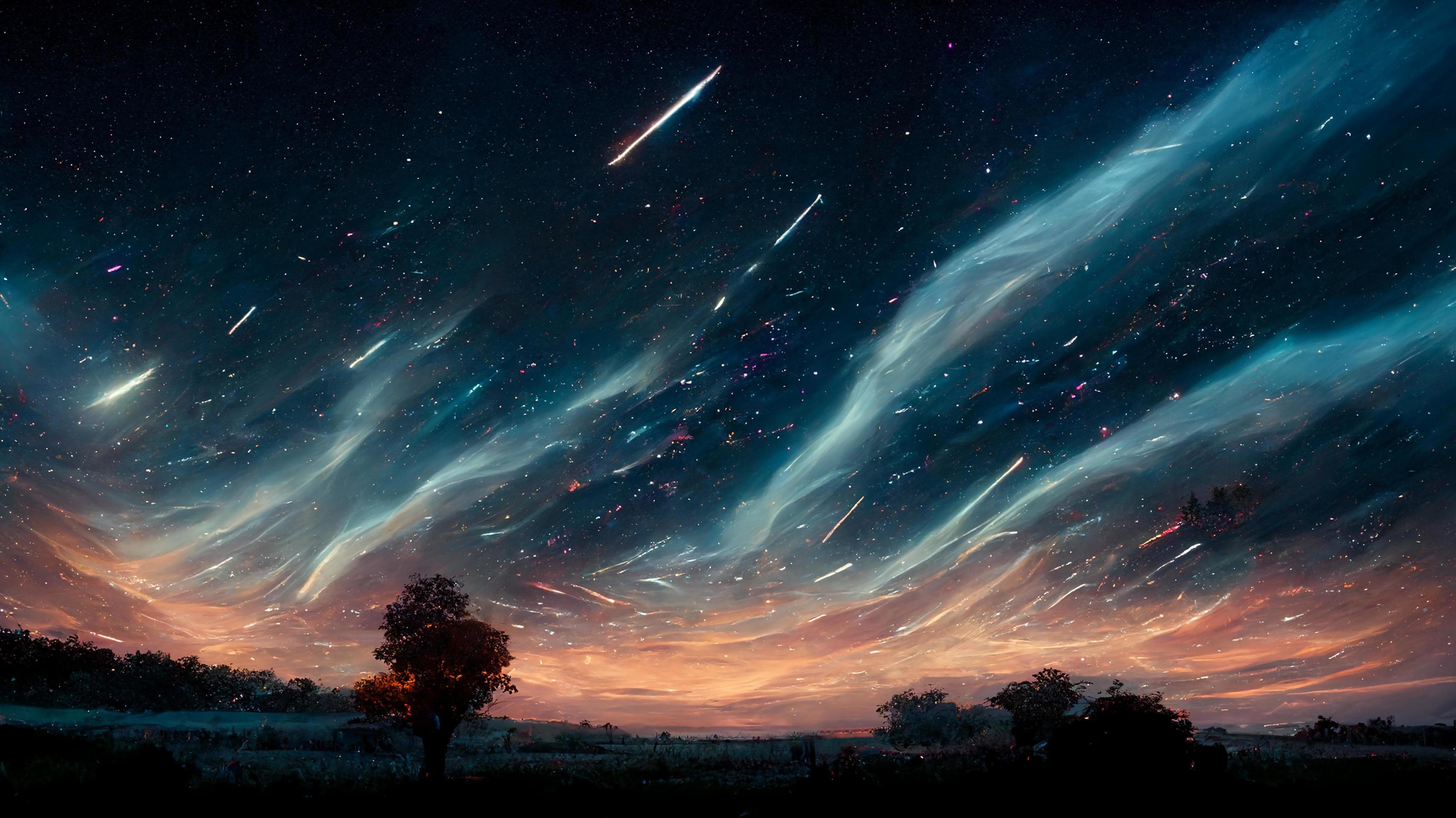 Hình nền sao băng và ánh sáng phân cảnh đêm trừu tượng là một tài liệu tuyệt vời cho những người yêu thích thiên văn học và nghệ thuật. Những ánh sáng phân cảnh trên bầu trời đầy sao băng sẽ đem lại cho bạn cảm giác bình yên và lạc quan.