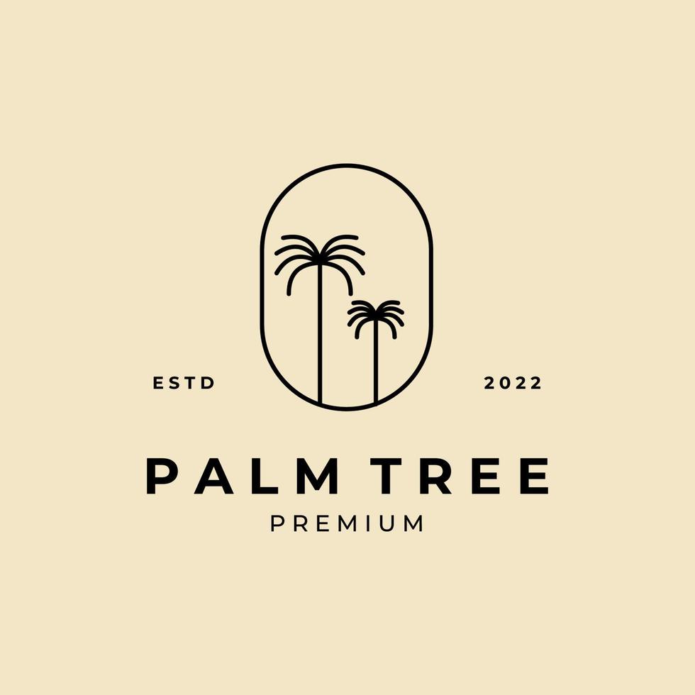 minimalist palm tree badge  logo vector icon illustration design
