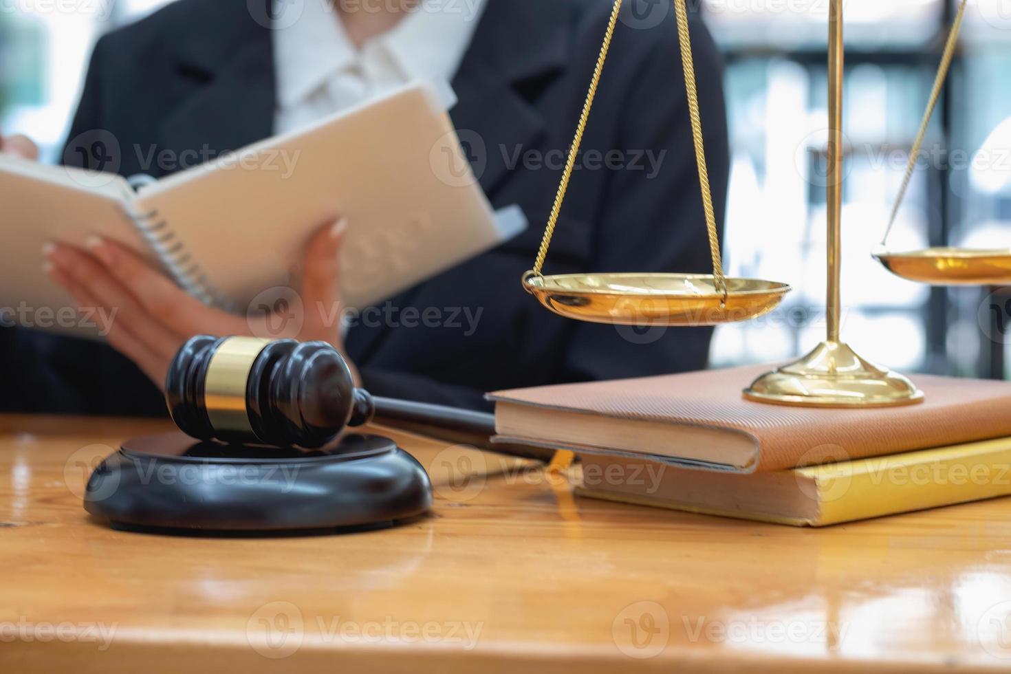 Law, Consultation, Agreement, Contract, Lawyers advice on litigation matters and sign contracts as lawyers to accept complaints for clients. Concept Attorney. photo