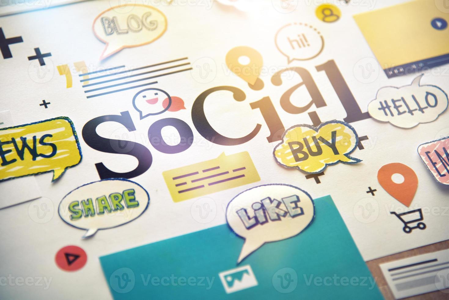 Social media concept. Concept for website and mobile banner, internet marketing, social media and networking apps and services, marketing material. photo