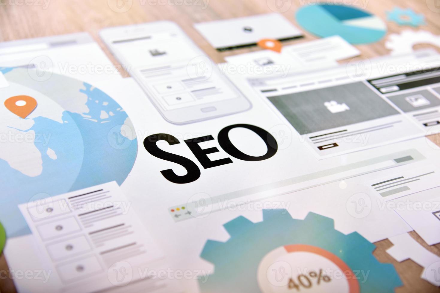 SEO for website, app, e-commerce, social media, networking, internet marketing. photo