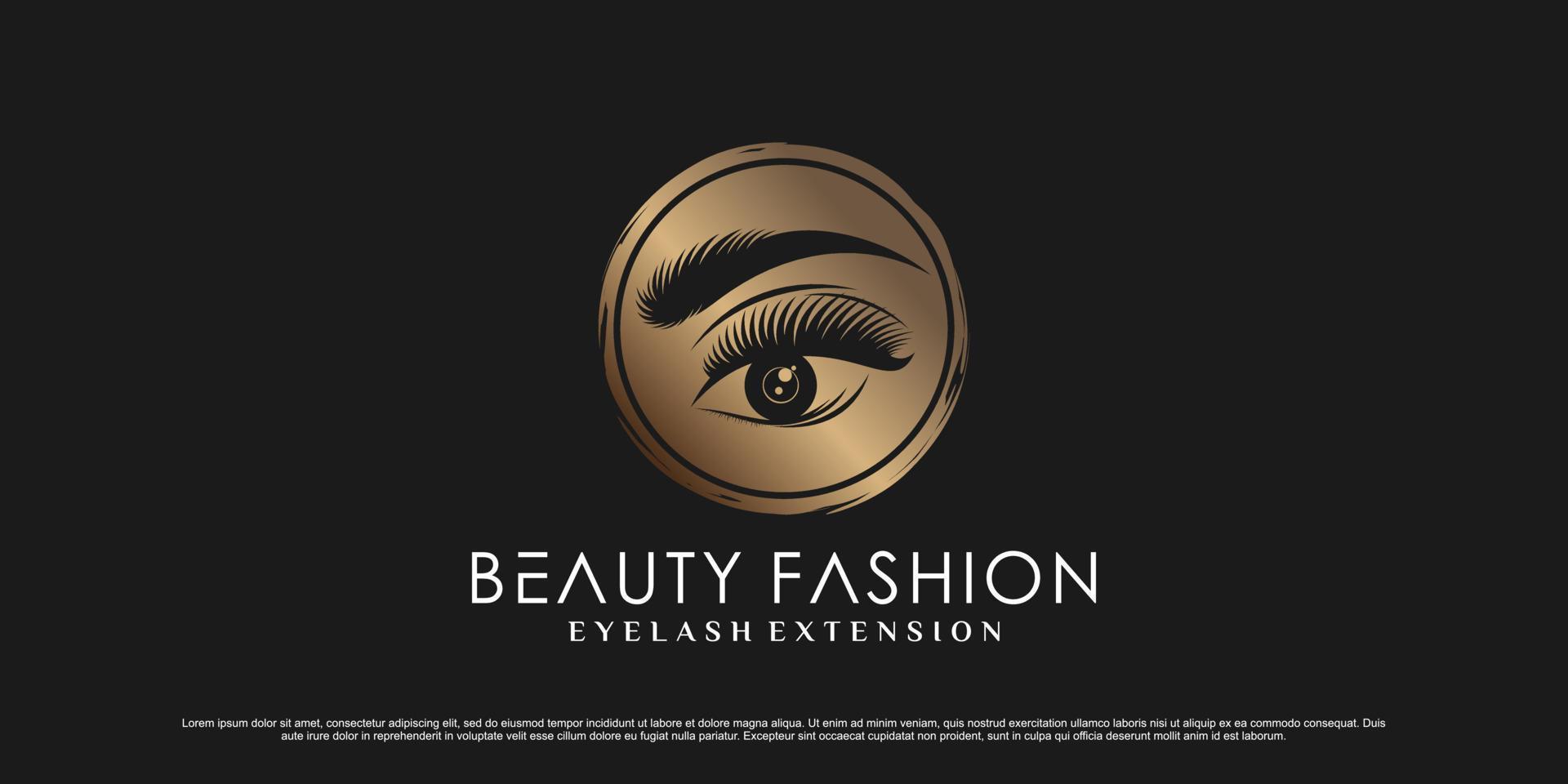 Eyelash extension logo design for beauty icon with negative space circle concept Premium Vector