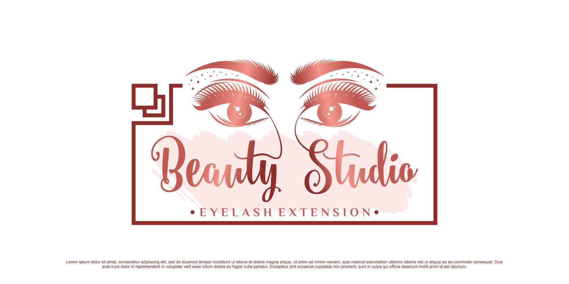 diseño de logotipo de pestañas para icono de belleza con concepto de estilo moderno vector premium