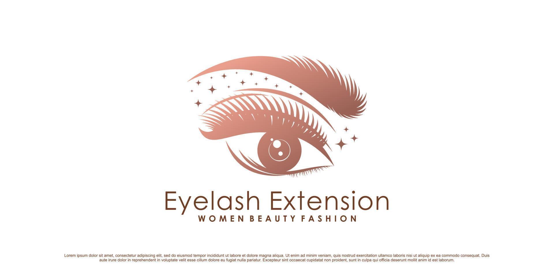 diseño de logotipo de extensión de pestañas de belleza para mujer salón de belleza con vector premium de elemento creativo