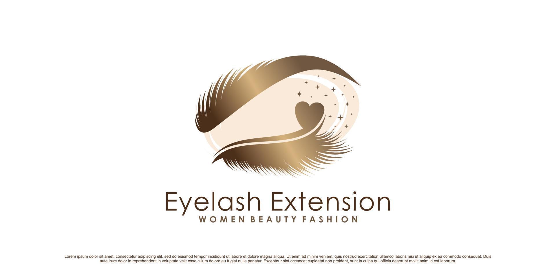 diseño de logotipo de extensión de pestañas de lujo para moda de belleza con vector premium de elemento creativo