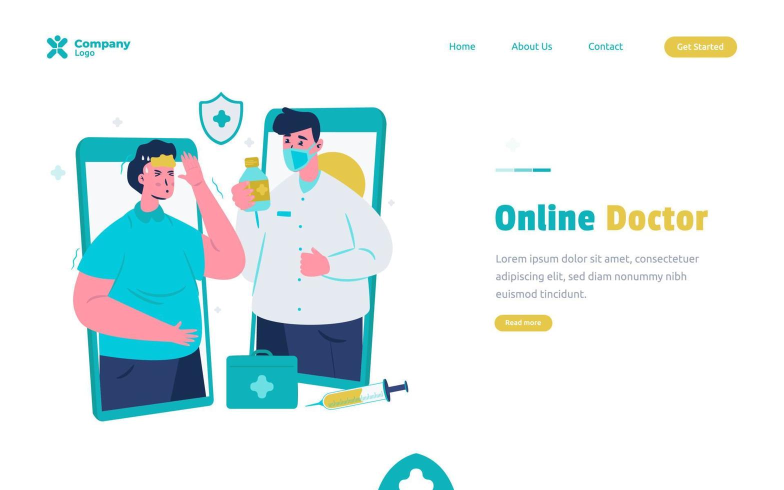 Online doctor or telemedicine illustration concept vector