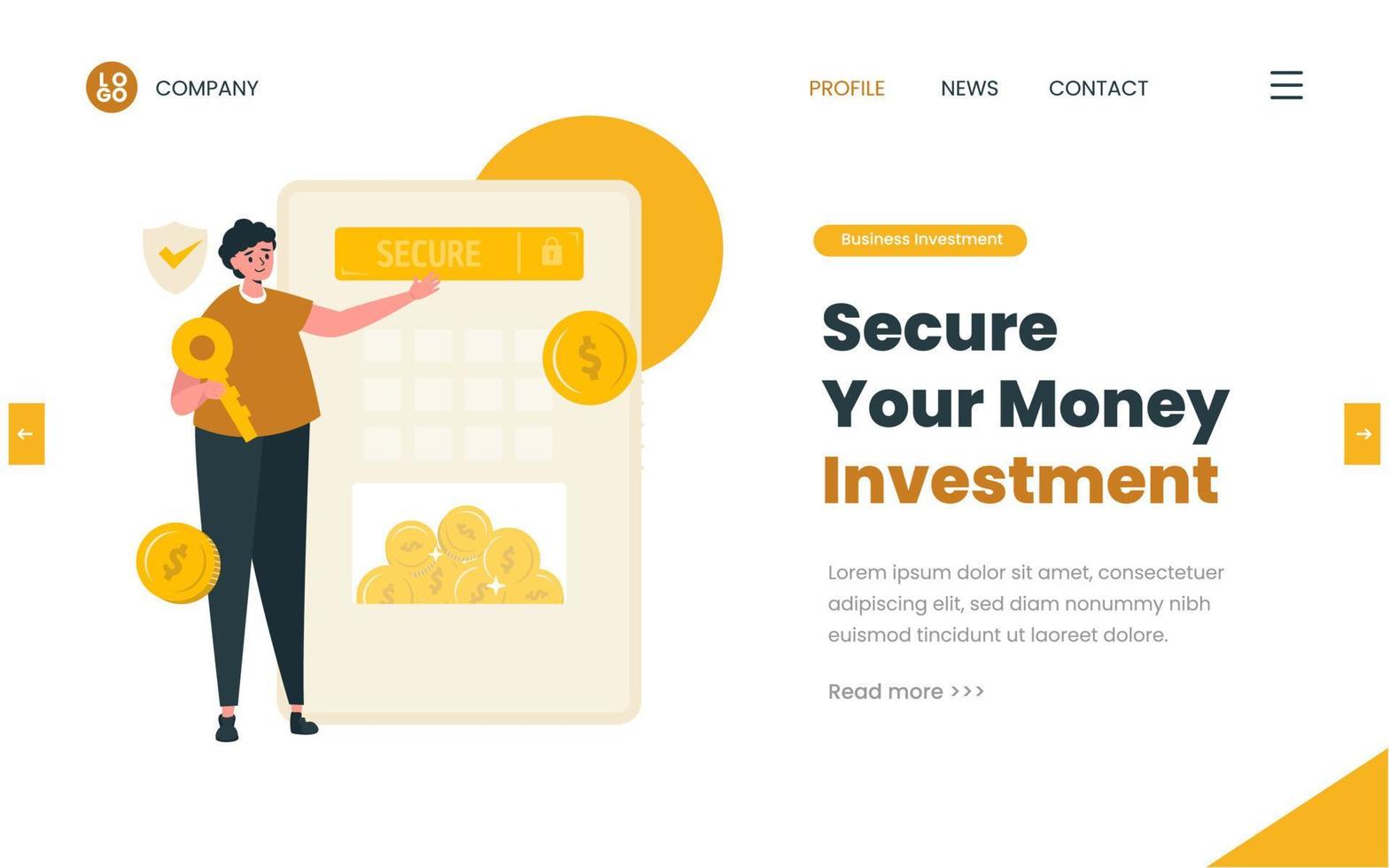 Flat design lock investment safely vector