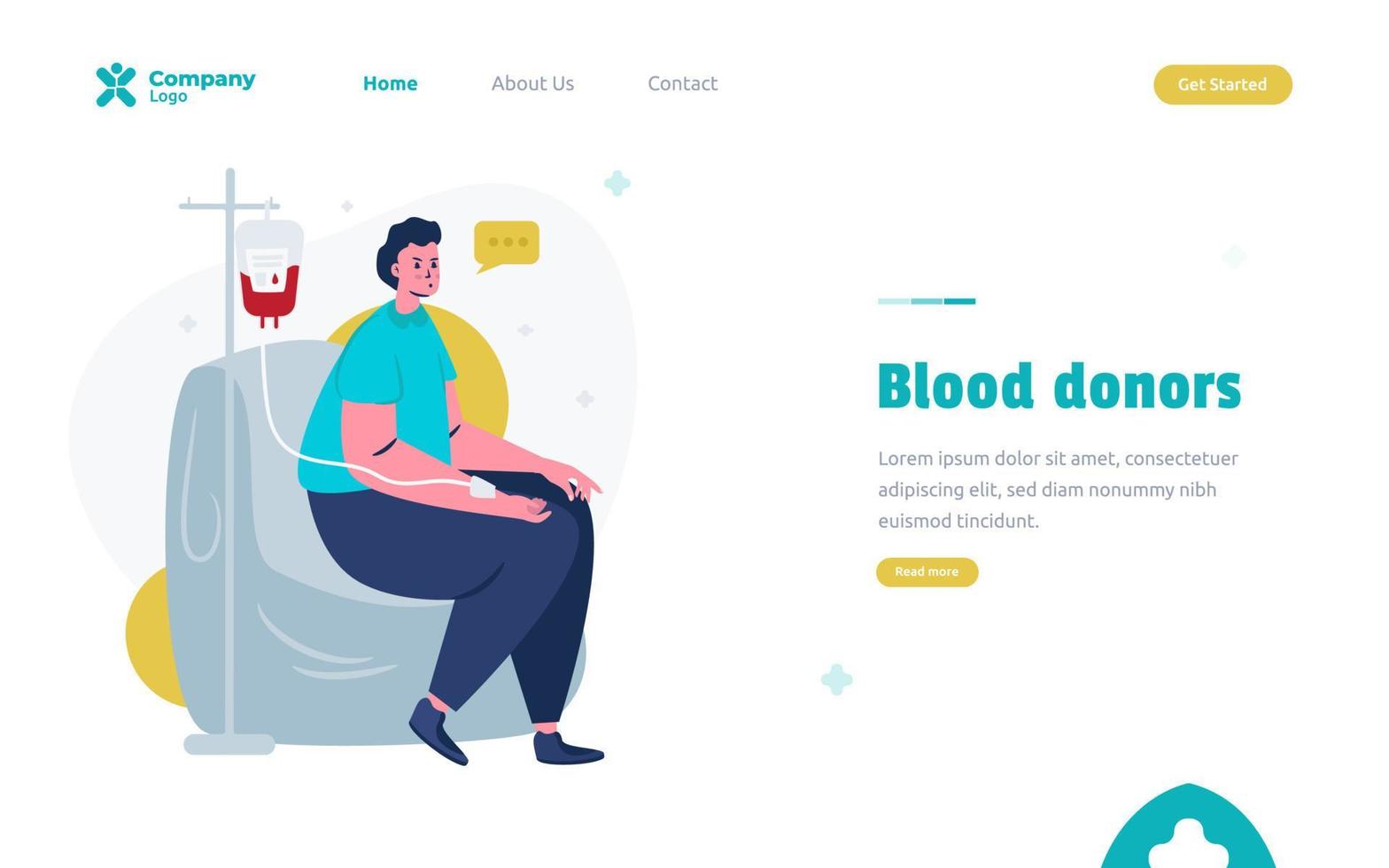 A man donating blood on flat design concept vector