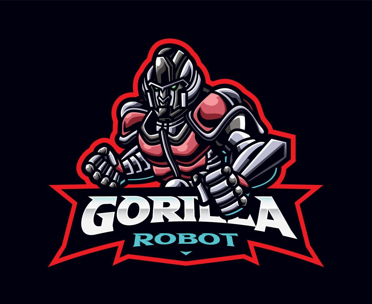 diseño del logotipo de la mascota del robot gorila vector