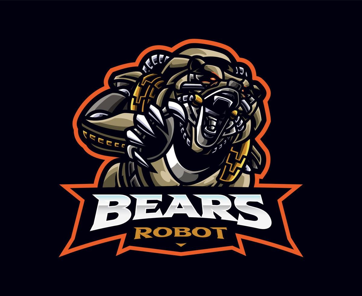 Bear robot mascot logo design vector