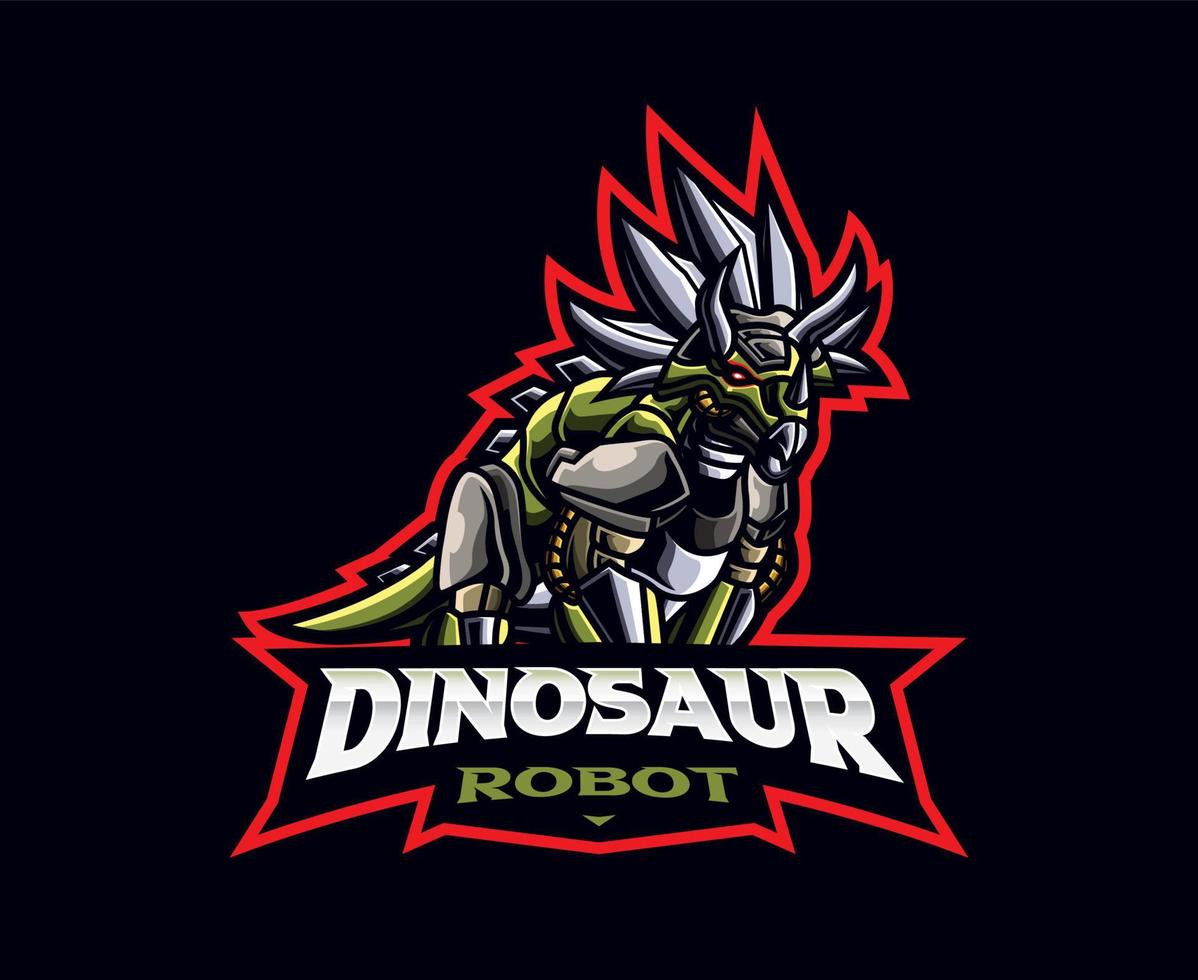 diseño del logotipo de la mascota del robot dinosaurio vector