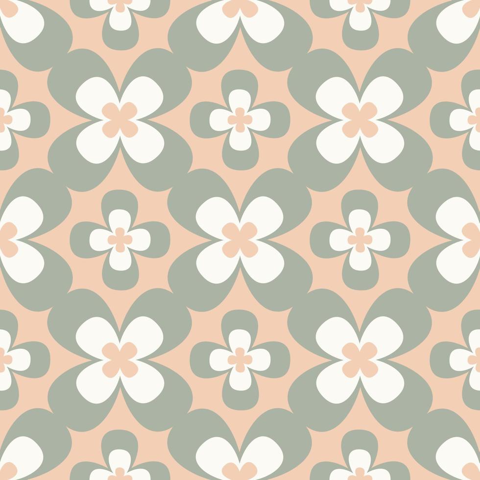 Retro vector seamless pattern from the 60s, 70s. Seamless abstract flower vintage background in sixties hippie style. Great for label, print, packaging, fabric.
