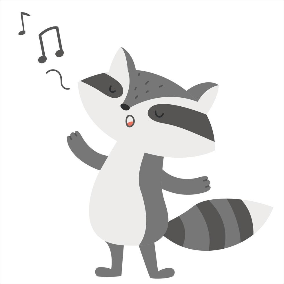 raccoon singing notes vector