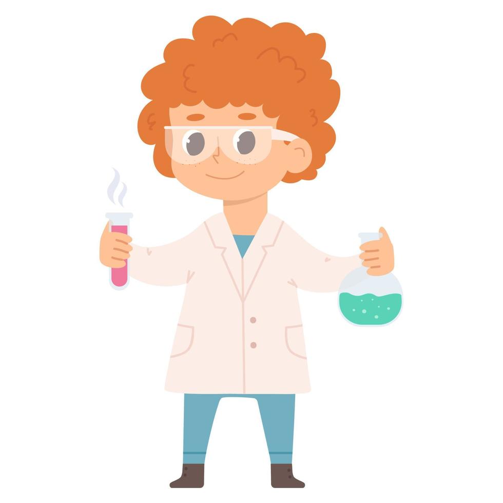 Boy chemist with glasses vector