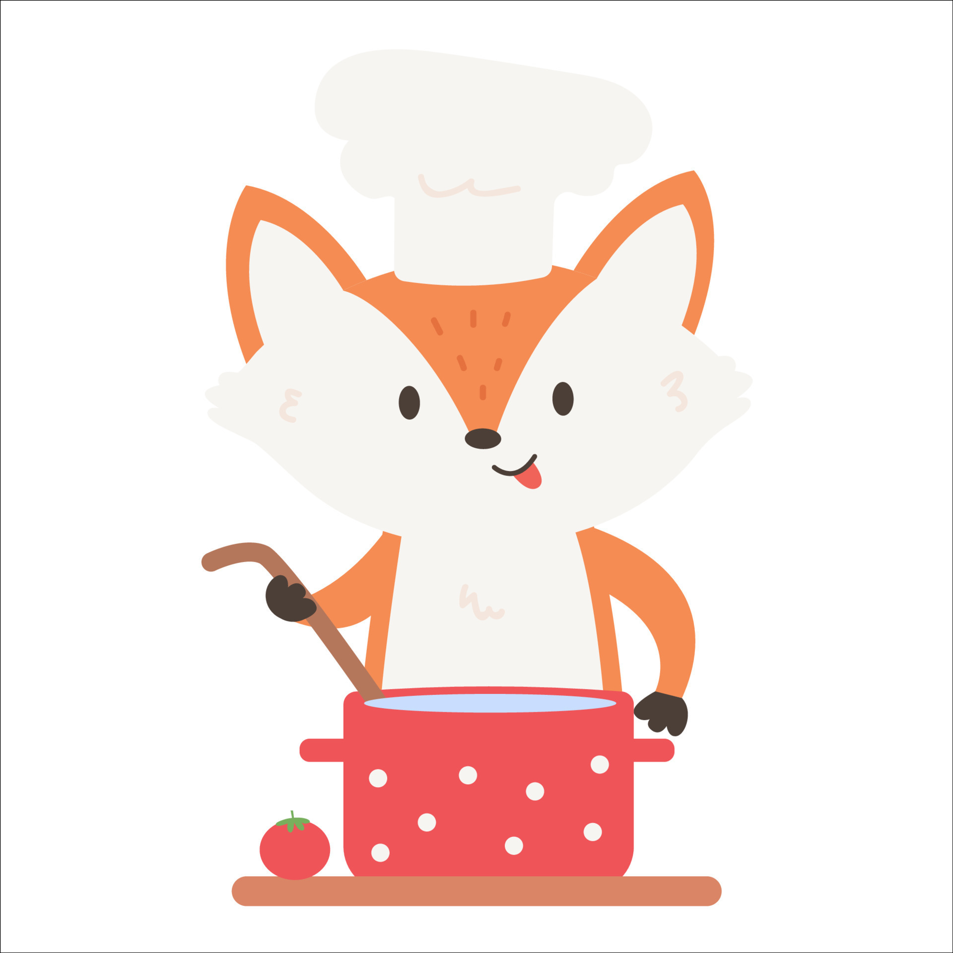 Fox in chef's hat cooking soup 10380744 Vector Art at Vecteezy