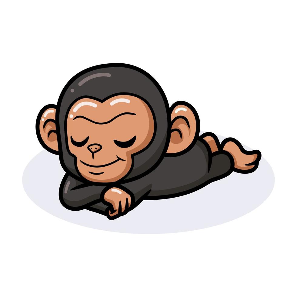 Cute baby chimpanzee cartoon sleeping vector