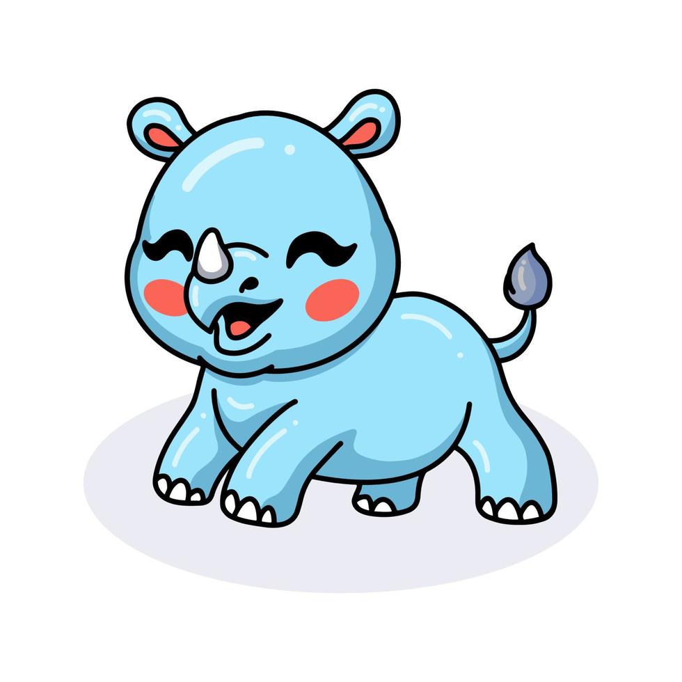 Cute happy baby rhino cartoon vector