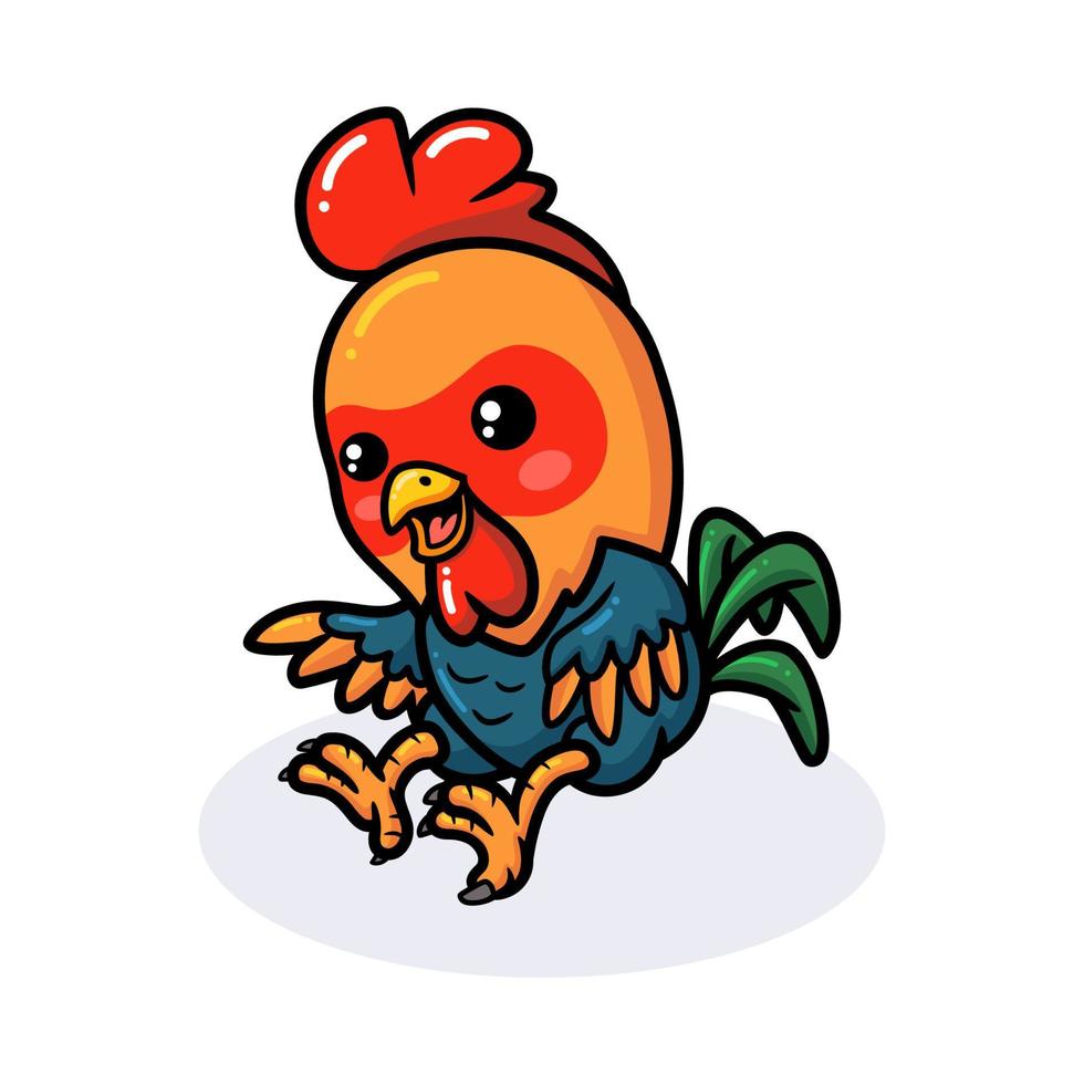 Cute angry little rooster cartoon vector