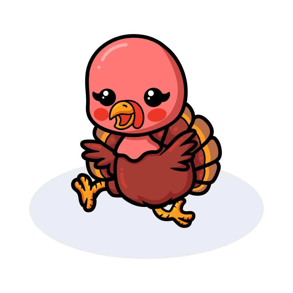 Cute baby turkey cartoon running 10380771 Vector Art at Vecteezy