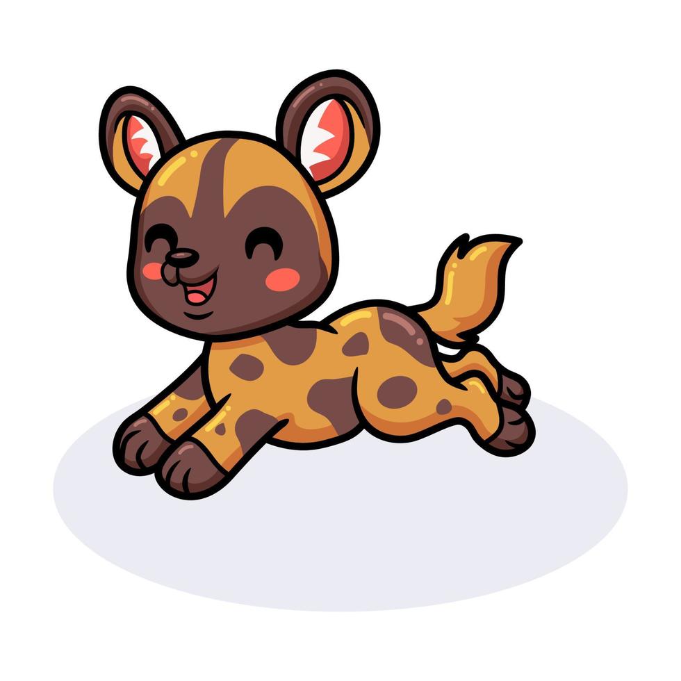 Cute wild dog cartoon running vector