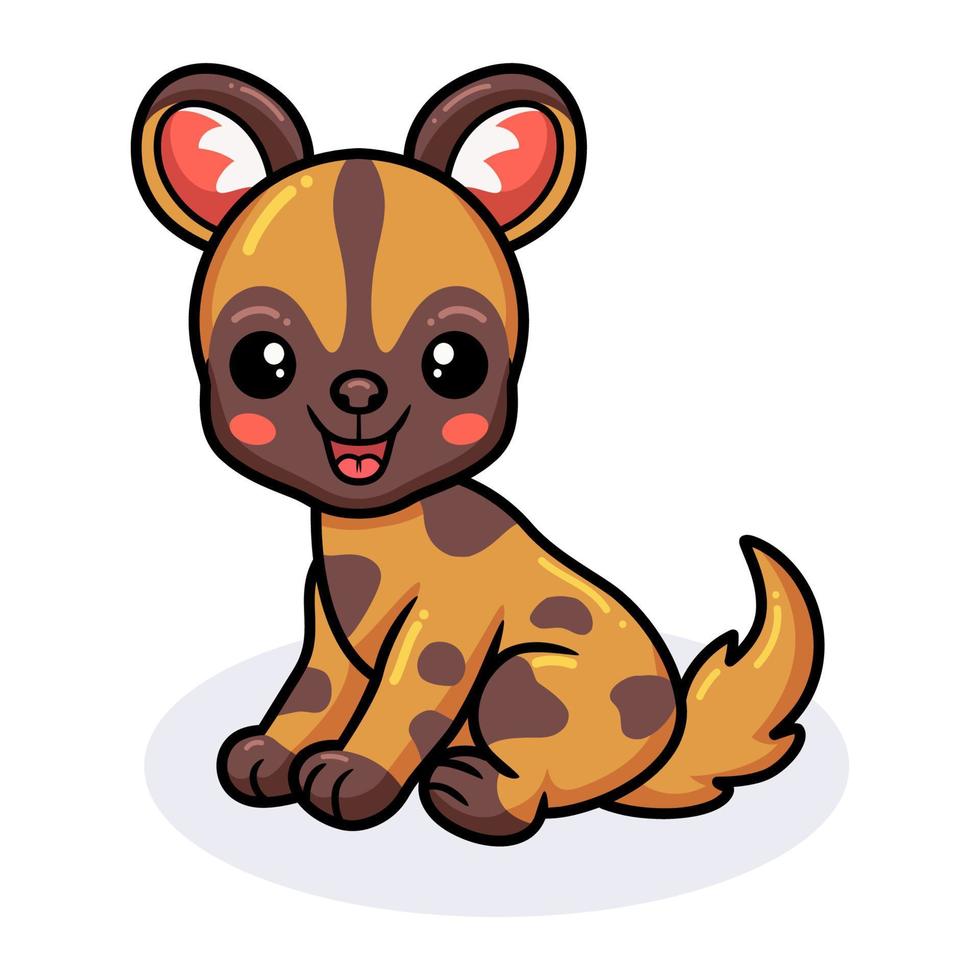 Cute wild dog cartoon sitting vector