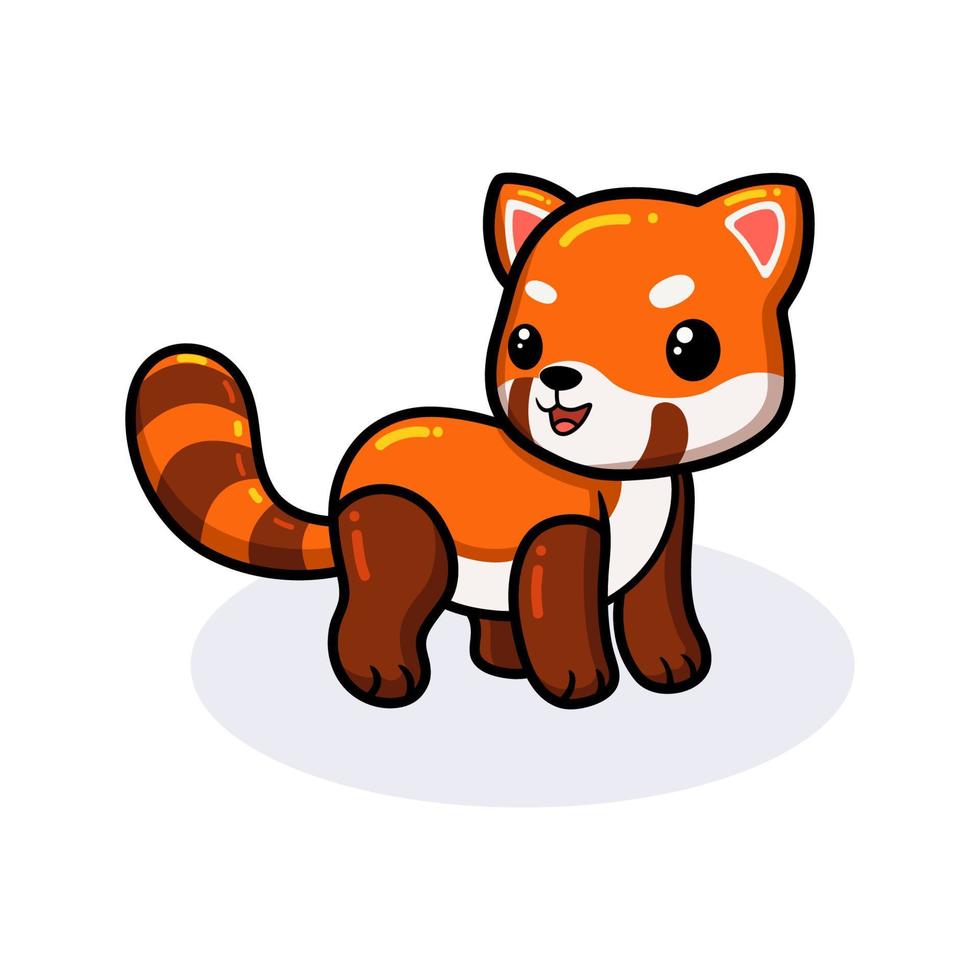 Cute little red panda cartoon vector