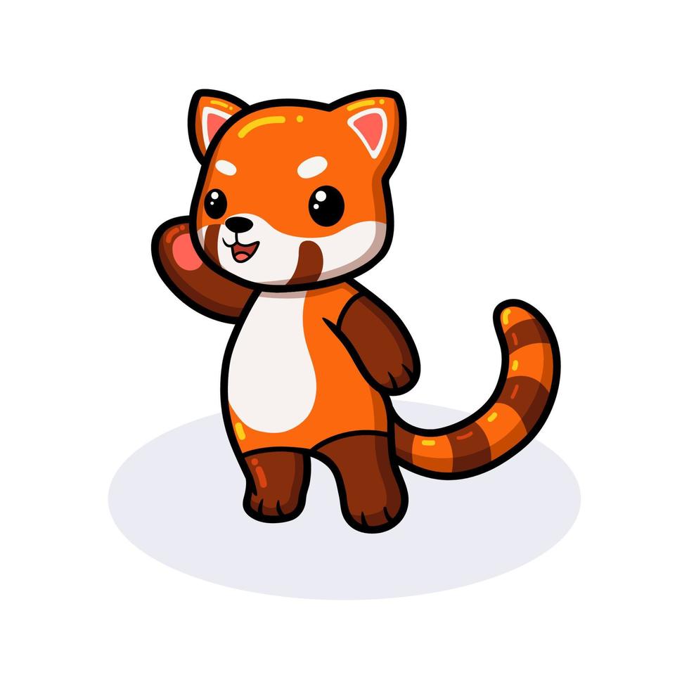 Cute little red panda cartoon standing vector