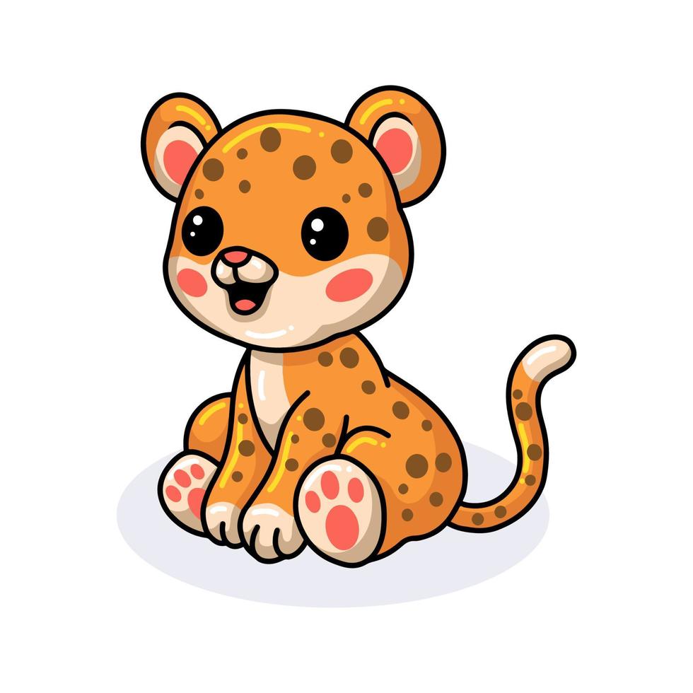 lindo, feliz, bebé, leopardo, sentado vector