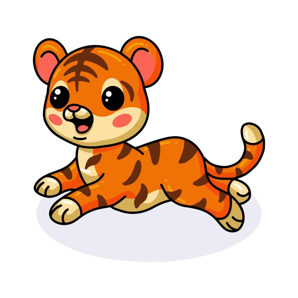 Cute baby tiger cartoon jumping vector